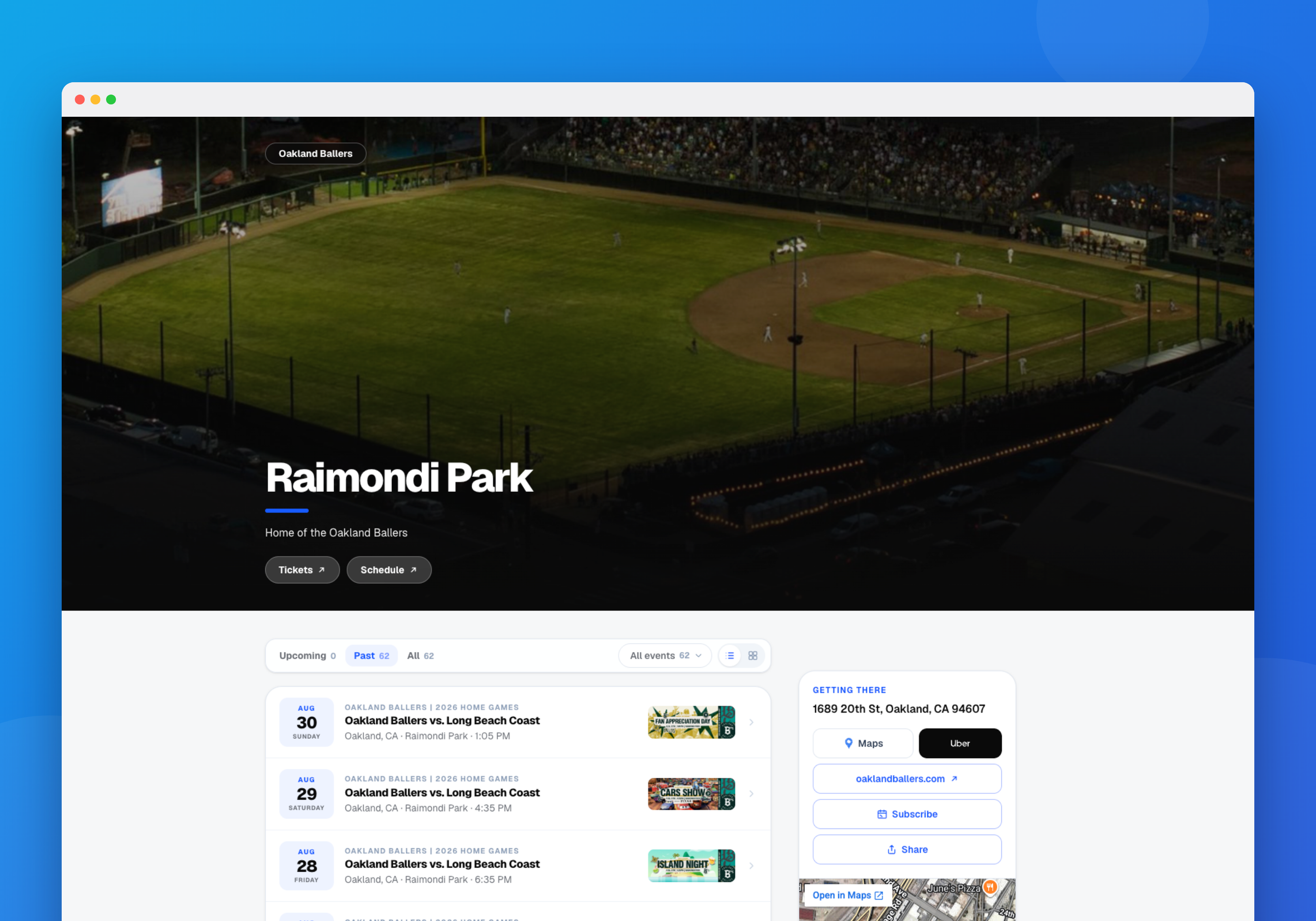 Eventfire interface
